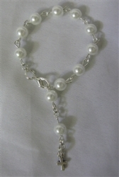 Baby Decade Rosary Bracelet - White Faux Pearl