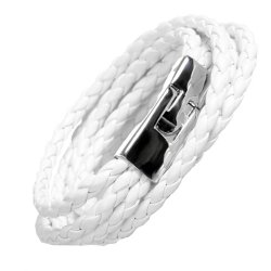 Amazing Urban Jewelry Leather Wrap 8" Bracelet For Men And Women White