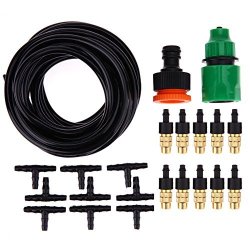 Black Kalolary Misting System 32.8ft Outdoor Cooling Mist System Drip Irrigation Mister with 10pcs Misting Nozzle Spinklers for Home Garden Patio