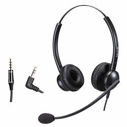 2.5MM Telephone Headset With Noise Cancelling MIC For Jabra Cisco Linksys Spa Polycom Grandstream Panasonic Zultys Gigaset And Other Cordless Dect Phones Including 3.5MM