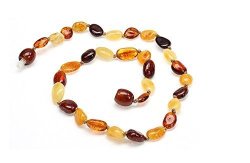 Amber Beata Baltic Amber Teething Necklace For Baby Multicolor Olive Bean Shape