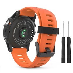 Garmin Fenix 3 Fenix 5X Watch Band Moko Soft Silicone Replacement Watch Band For Garmin Fenix 3 Fenix 3 Hr Fenix 5X Smart Watch - Orange