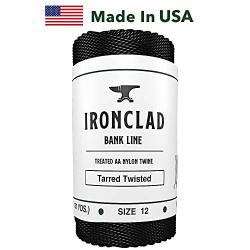  Ironclad Supply Tarred Bank Line – Heavy Duty 100% Nylon Twine  for Fishing, Hunting, Camping, Bushcraft – Odorless, Mess-Free Tar Coating  (#12 Twisted, 1/4 LB) : Sports & Outdoors