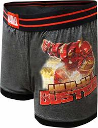 Mad Engine Men's Marvel Comics Avengers Hulkbuster Gray Boxer Brief Large