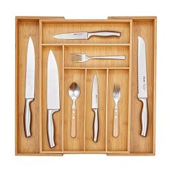 Deik Kitchen Drawer Organizer & Cutlery Tray Adjustable Drawer Dividers Bamboo Cutlery Tray Cutlery And Utensil Tray For Flatware Silverware Storage