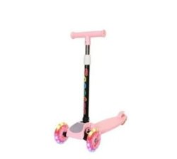 Folding Kids Scooter Tricycle Ride Toys With Flashing Light Wheels - Pink