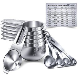 7 Measuring Cups and 6 Measuring Spoons with 2 D-Rings . Fasmov 13 Piece Stainless Steel Measuring Cups And Spoons Set