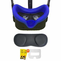 VR Silicone Protective Face Cover Mask & VR Lens Cover For Oculus Quest VR Headset Blue
