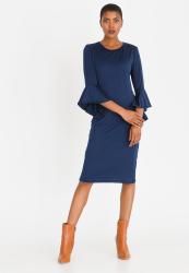 Edit Shift Dress With Frill Sleeves Navy