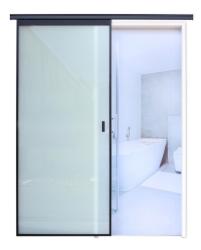 Interior Sliding Door Kit With Meachism Beta Frosted Black Glass With Frame W960MM X H2140MM
