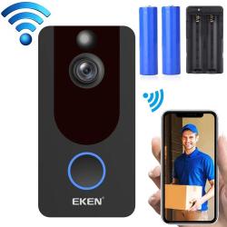 Eken V7 1080P Wireless Wifi Smart Video Doorbell Support Motion Detection & Infrared Night Vision & Two-way Voice Package 1: Doorbell + 2 X 18650 Batteries + Dual Slots Battery Charger Black