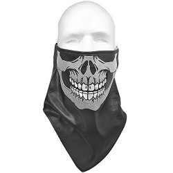 Leather Bandanna With Evil Skull Embroidery