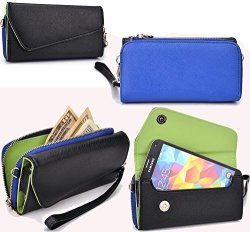 Nuvur All In One Universal Wallet Clutch Smartphone Case Fits Samsung Galaxy S4 S4 Active S4 Mini|blue black