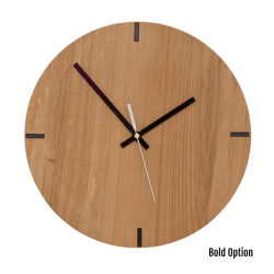 Mika Wall Clock In Oak - 250MM Dia Clear Varnish Bold White Second Hand