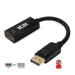 Iczi Displayport To HDMI 4K Dp To HDMI Adapter For GTX 750 TI 970 1060 1070 Lenovo W510 T520 X201T Thinkpad Pro Dock And More - Black