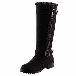 Ndgda Women Winter Warm Snow Boot Casual Knee High Boots Casual Comfortable Velvet Plush Boots