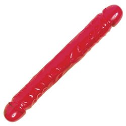 Doc Johnson Vivid Essentials - Twelve Inch Veined Double Dong - 12 Inch Double-sided Dildo - Red