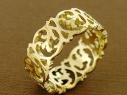 Solid 9CT Yellow Gold Victorian Scrolls Full Eternity Ring Wedding Size Q