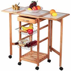 Deals On Cheercherry Rolling Wooden Kitchen Storage Cart With Rolling Wooden Kitchen Storage