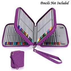 BTSKY® Handy Wareable Oxford Colored Pencil Case 72 Slots Pencil Organizer  (Purple)