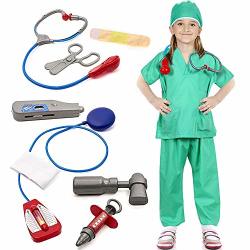 Doctor Surgeon Costume Kids Role Play Costume Fancy Dress Accessories Set Green