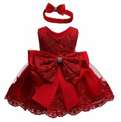 Flower Girls Dresses For Baby First Baptism Toddler Hallowmas Birthday Party Ball Gown Dress Red 18M