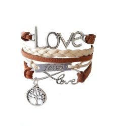 Women Love Faith Infinity Bracelet With Tree Of Life - Brown