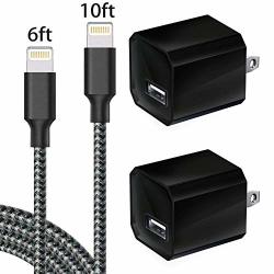 Boost Chargers 5W USB Power Adapter Wall Charger 1A Cube For Plug Outlet W 6FT 10FTNYLON Braided Sync & Charger Cord Compatible For Iphone