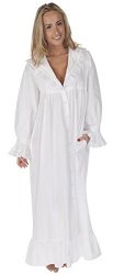 The 1 For U 100% Cotton Nightgown robe With Pockets - Amelia- Xxs - XXXL Medium