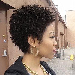 REMY Wignee Human Hair Afro Curly Short Style Wigs 2