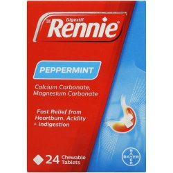 Rennie Antacid Peppermint 24 Tablets