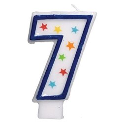 Amscan Star Studded Flat Molded Number 7 Celebration Candle White 3.5" Wax