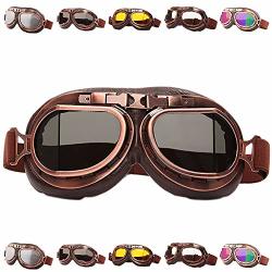 Peicees Vintage Helmet Goggles Motrocycle Scooter Cycle Mountain Bike Motorcross Cycling Goggles Retro Aviator Pilot Goggles Off-Road Glasses Eyewear 