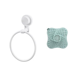 Round Towel Ring With Suction Cup And Silicone Drain Strainer
