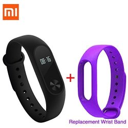 Ids Home 0.42" Oled Touch Screen Mi Band 2 Smart Bracelet + Replace Band Black + Purple