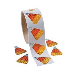 FX Candy Corn Prism Halloween Roll Stickers 100 Stickers 1 1 8" X 1 1 2" New Shrink-wrapped