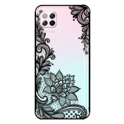 Huawei P40 Lite Floral Lace Henna Phone Case - Black