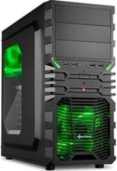 Sharkoon VG4-W Midi Tower PC Gaming Case Green With Window USB 3.0