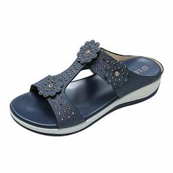 Sandals for Women Boho Rhinestone Platform Sandles Comfy Flip Flops Slip On Clip Toe Slipper Wide Width Size 12 Sameno