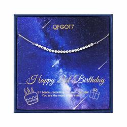 21ST Birthday Gifts For Her - Birthday Gifts For Women Sterling Silver Bracelet Beads For Women Adjustable Best Friend Bracelet Beads 7" - 10" Chain
