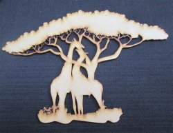 The Velvet Attic - Wood Blank Laser Cutout - Thorn Tree With Giraffes