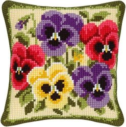 Pansy Cross Stitch Cushion Kit - Contains Everything You Need To Complete Your 40 X 40CM Cushion Front