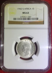 1942 1 Shilling Ngc Graded Ms63