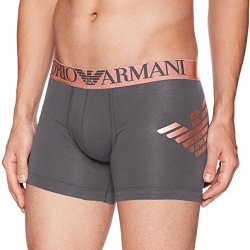 Emporio Armani Men's Stretch Cotton Metal Eagle Boxer Brief Dark Grey Melange L