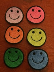 Set Of Six Smiley Face Patch Batches