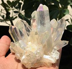 Happ Trix Aura Quartz Crystal Rare Beautiful White Flame Aura Quartz Crystal Cluster Specimen