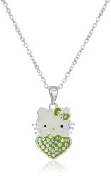 Hello Kitty Girls Crystal Birthstone Heart-pendant Necklace 18" August
