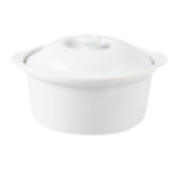 White Round Ceramic Casserole Dish 24CM
