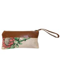 LS-BS2210 Canvas & Genuine Leather Cosmetic Bag With Wrist Strap