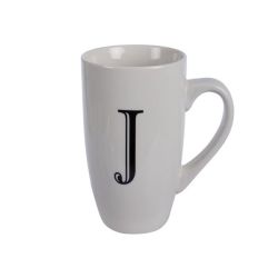 Mug - Household Accessories - Ceramic - Letter J Design - White - 4 Pack